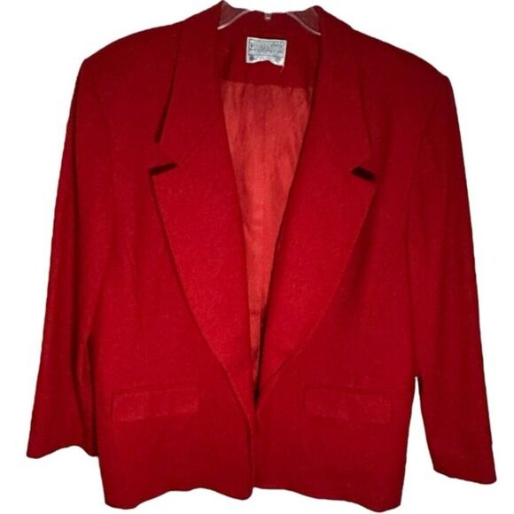 Vintage Pendleton Womens 100% Virgin Wool Classic Notch Lapel Red Blazer Size 22 - Picture 2 of 9